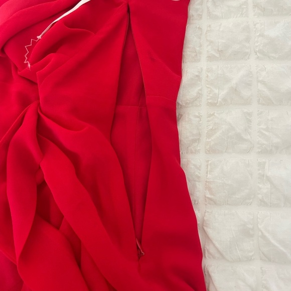 Michael Costello Sunny Chiffon Red One Shoulder Dress - Picture 11 of 15